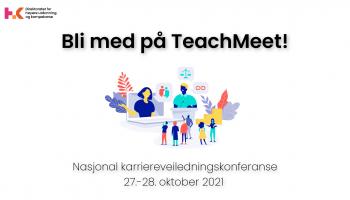 Logo og invitasjon til bidrag - tekst: Bli med på TeachMeet!