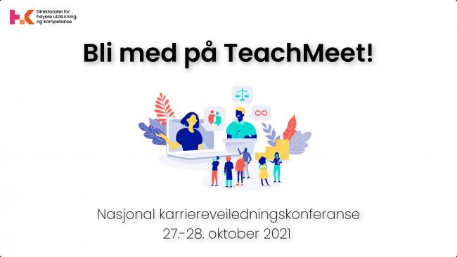 Logo og invitasjon til bidrag - tekst: Bli med på TeachMeet!