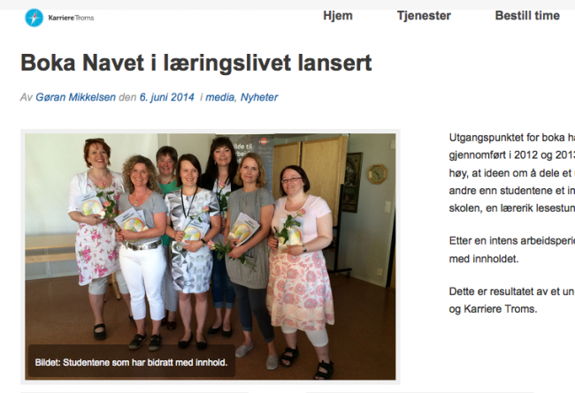 Skjermbilde av karrieretroms.no artikkel om boka «Navet i læringslivet» Skjermbilde av karrieretroms.no artikkel om boka «Navet i læringslivet»