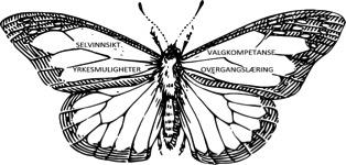 Ruth Hebnes Vinjes illustrasjon på sommerfugl.