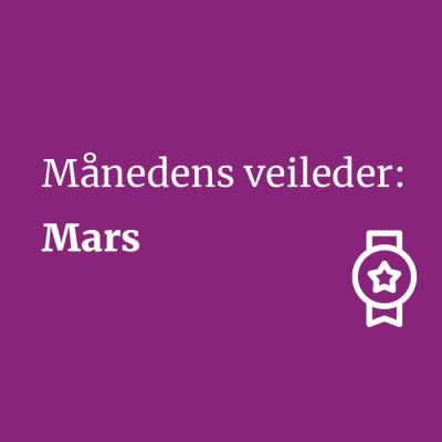 Illustrasjon med tekst "månedens veileder: Mars"